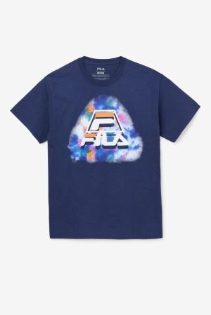 FILA Boniface Tie Dye Tee Shirts Blue,Mens Clothing | CA.LCEUAX792